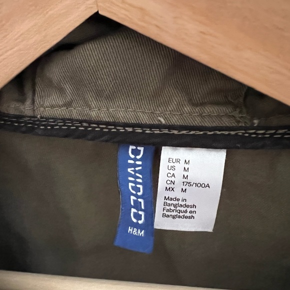 H&M Divided Men’s Designer Military Green Field Hooded Jacket (Men’s Medium) - Picture 4 of 10